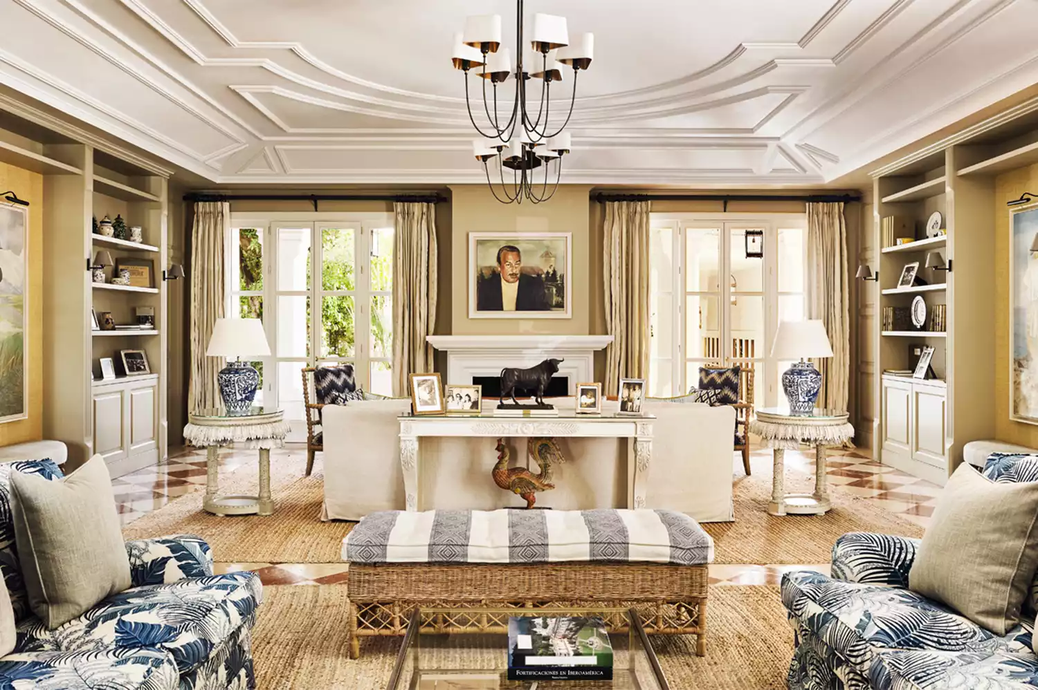 Elegant interior of the Principe Alfonso Lounge at Marbella Club resort.