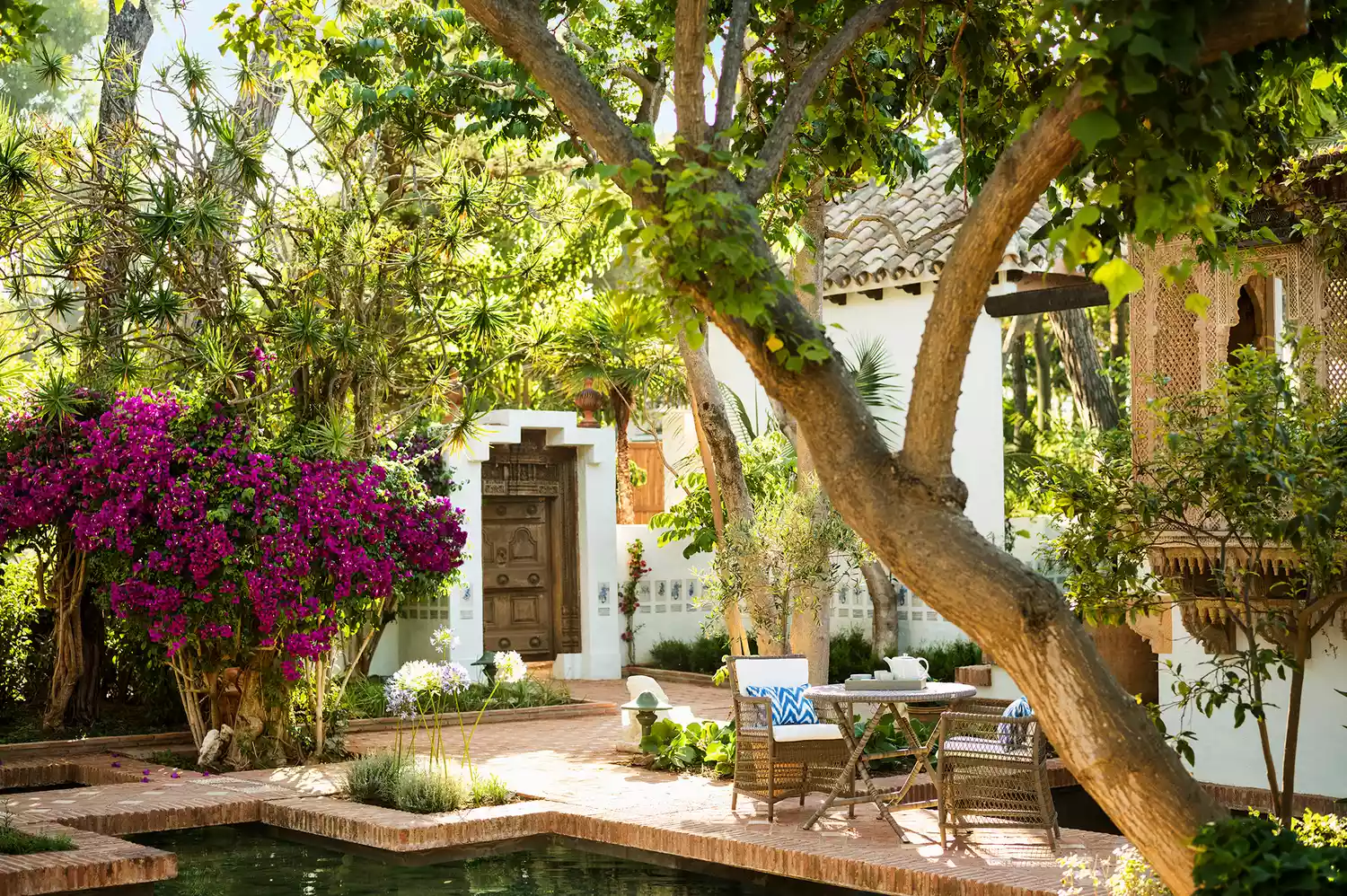 A serene indoor wellness spa and pool area at the Marbella Club Thalasso spa.