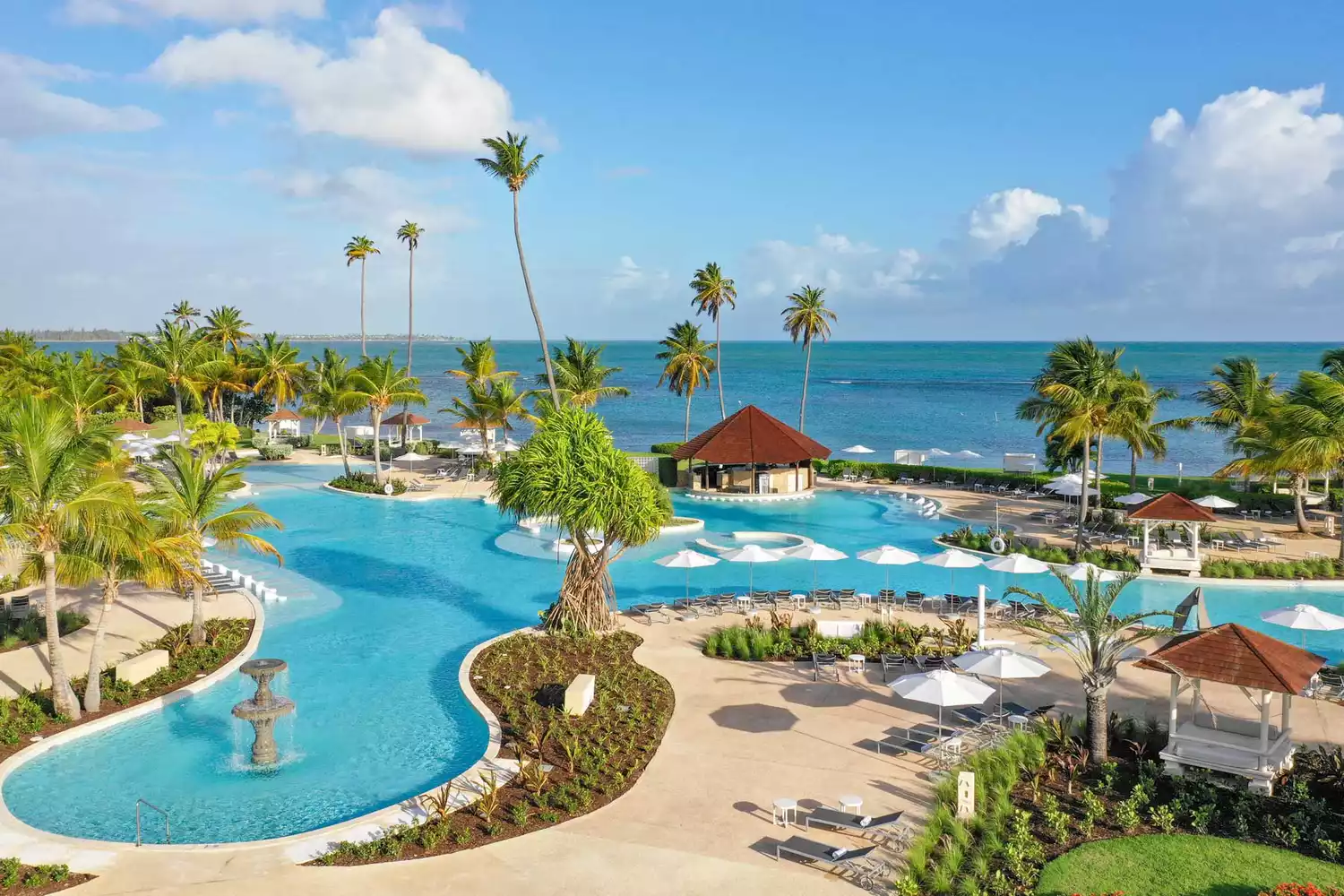 The main lagoon-style swimming pool at Hyatt Regency Grand Reserve in Rio Grande.