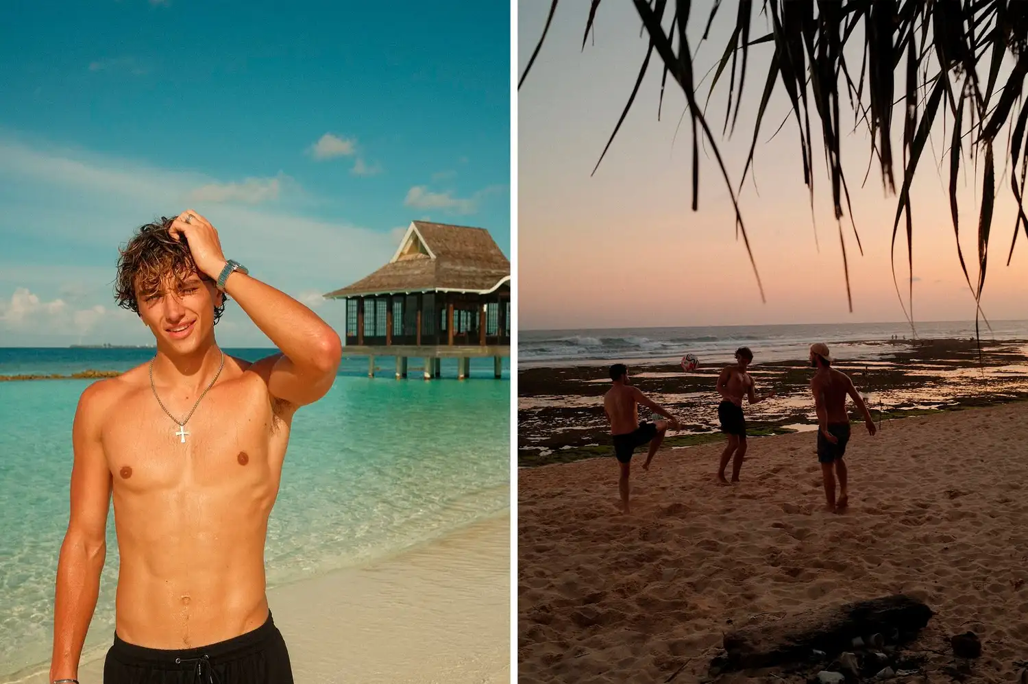 Gavin Casalegno enjoying the beach during his honeymoon in the Maldives.