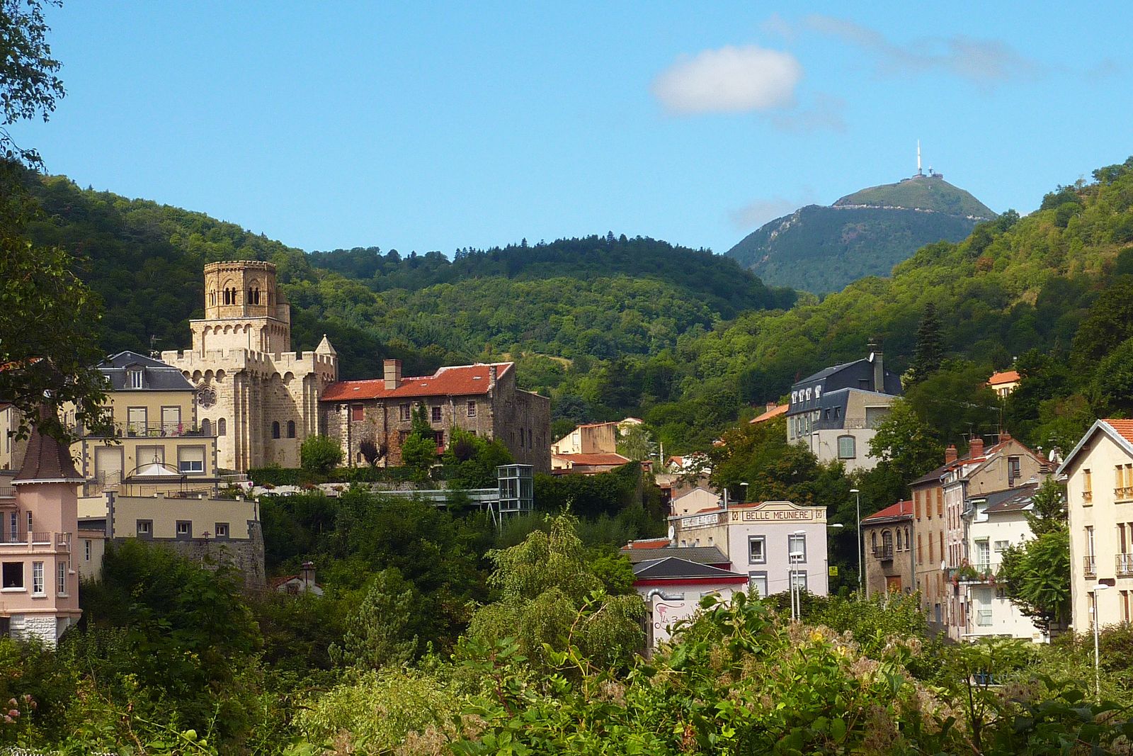 A peaceful rural village nestled in the Auvergne countryside.