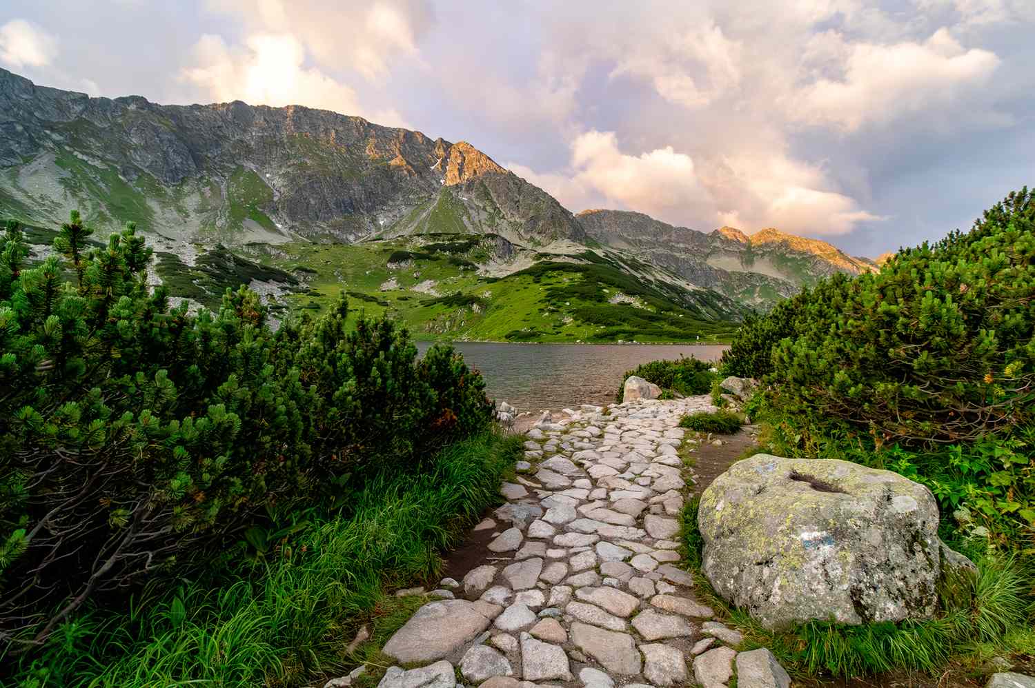 A hiker exploring a scenic trail overlooking a vast valley and mountain range.