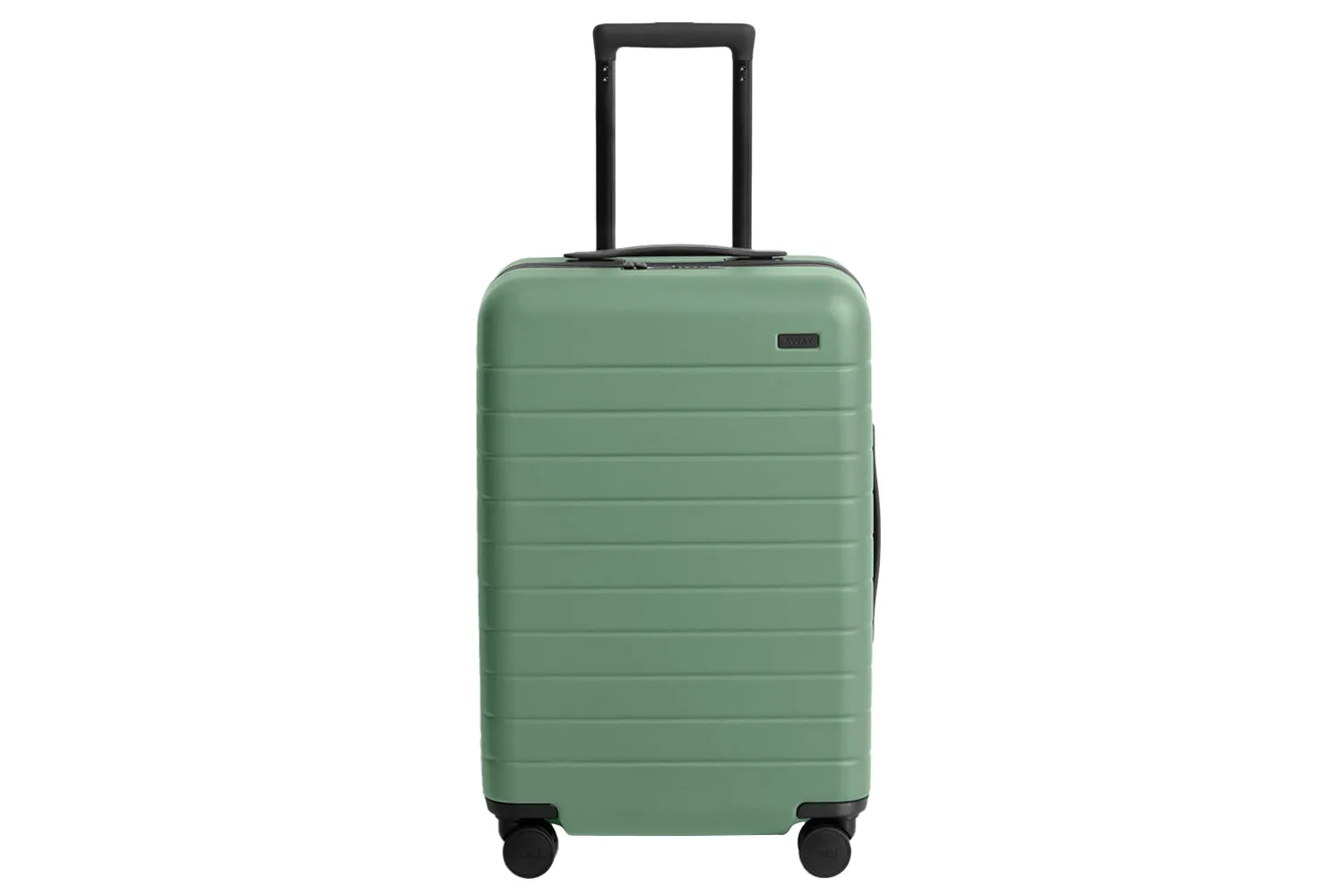 The Away Bigger Carry-On hardshell suitcase in sea green.
