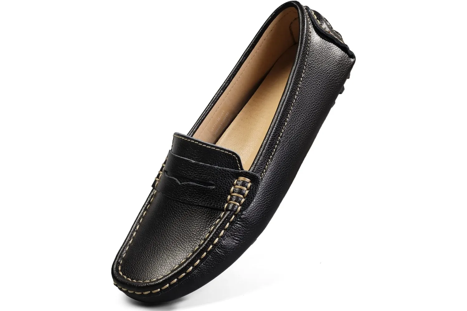 Classic brown leather penny loafers.