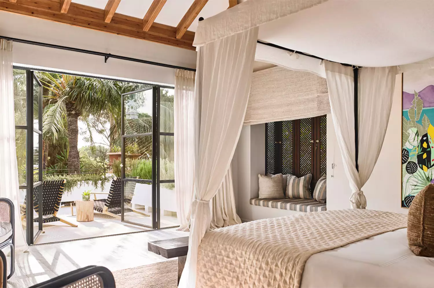 The interior of the Bel Air guest room suite at Marbella Club resort.